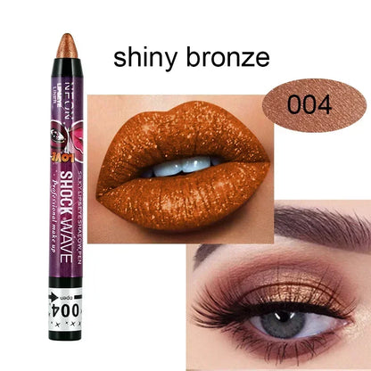 Lápis 2 em 1 Sombra e Batom – À Prova d’Água, Longa Duração e Efeito Glitter