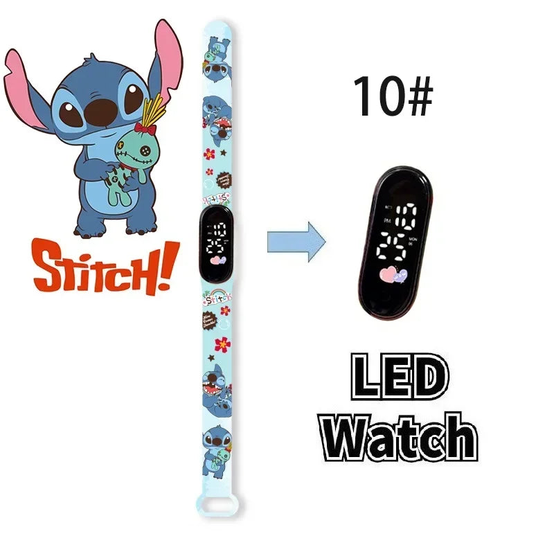 Relógio Digital Infantil Disney com LED Luminoso – Toque, Resistente à Água, Esportivo e Ideal para Presente