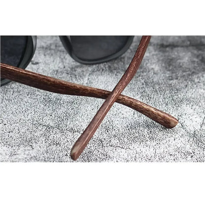 Óculos de Sol Retrô Madeira Estilo Wood Grain – Lentes Polarizadas com Proteção UV, Unissex para Ciclismo, Passeios ao Ar Livre e Urbano