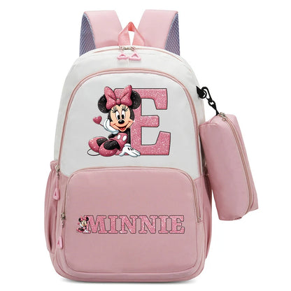 Conjunto Infantil 2 Peças Disney Mickey & Minnie – Mochila Grande com Estojo, Estilo Cartoon, Ideal para Escola