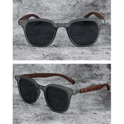 Óculos de Sol Retrô Madeira Estilo Wood Grain – Lentes Polarizadas com Proteção UV, Unissex para Ciclismo, Passeios ao Ar Livre e Urbano