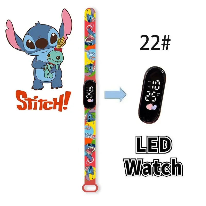 Relógio Digital Infantil Disney com LED Luminoso – Toque, Resistente à Água, Esportivo e Ideal para Presente
