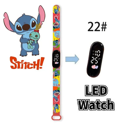 Relógio Digital Infantil Disney com LED Luminoso – Toque, Resistente à Água, Esportivo e Ideal para Presente