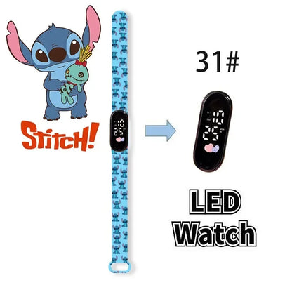 Relógio Digital Infantil Disney com LED Luminoso – Toque, Resistente à Água, Esportivo e Ideal para Presente