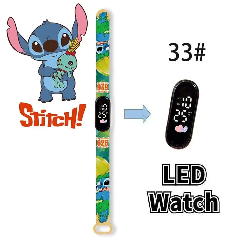 Relógio Digital Infantil Disney com LED Luminoso – Toque, Resistente à Água, Esportivo e Ideal para Presente