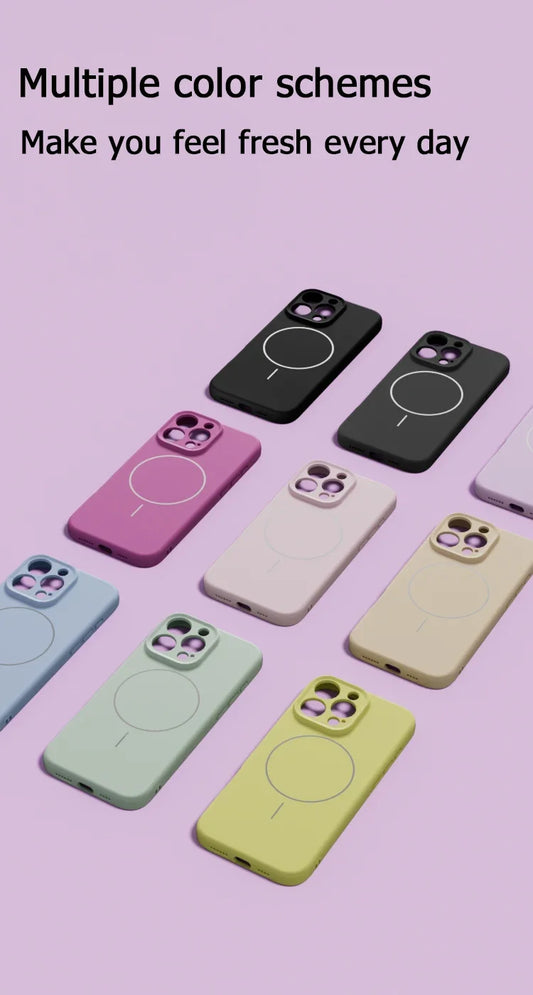 Capa de Celular em Silicone Líquido com MagSafe – Proteção Magnética p/ iPhone 11 ao 16 Pro Max
