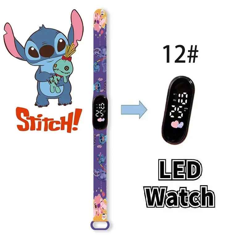 Relógio Digital Infantil Disney com LED Luminoso – Toque, Resistente à Água, Esportivo e Ideal para Presente