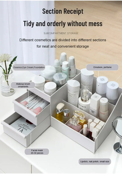 Caixa Organizadora Branca em Plástico – Ideal para Maquiagem, Cosméticos e Skincare na Penteadeira ou Escrivaninha
