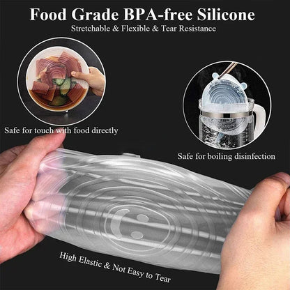 Tampa de Silicone Esticável Reutilizável – Conserva Alimentos, Sela Tigelas e Substitui Plástico Filme