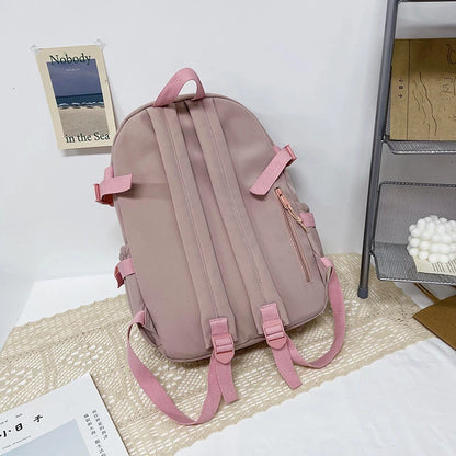 Mochila Feminina Impermeável Multi-Bolsos – Estilo Kawaii para Escola, Faculdade e Laptop