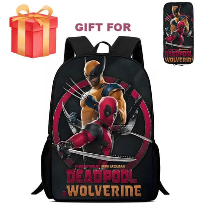 Mochila Infantil Deadpool & Wolverine com Estojo – Conjunto 2 Peças, Durável para Escola e Jardim de Infância