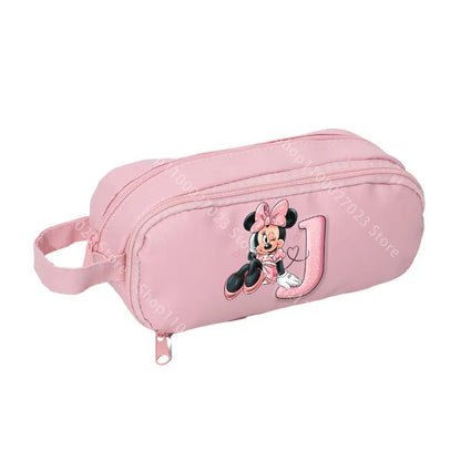 Estojo Disney Minnie Mouse – Organizador  Grande e Prático para Escola com Inicial do Nome .