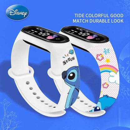 Relógio Digital Infantil Disney com LED Luminoso – Toque, Resistente à Água, Esportivo e Ideal para Presente