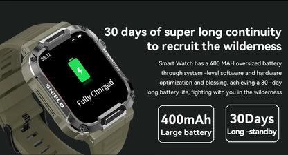 Smartwatch Militar 2025 – GPS, Chamadas BT, Fitness, À Prova d’Água, Compatível Android e iOS