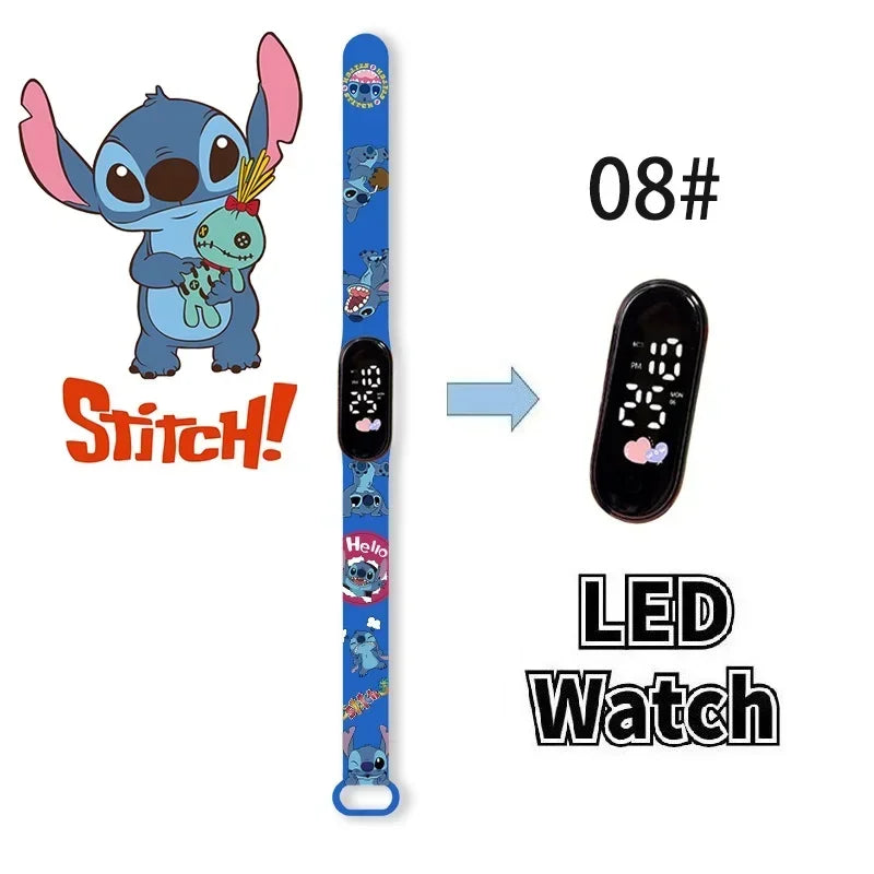 Relógio Digital Infantil Disney com LED Luminoso – Toque, Resistente à Água, Esportivo e Ideal para Presente