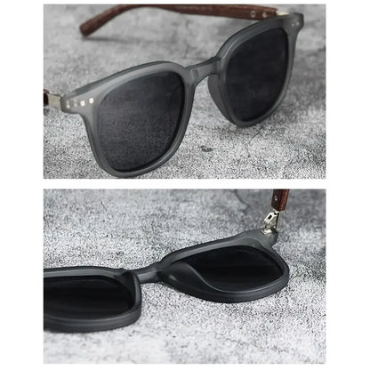Óculos de Sol Retrô Madeira Estilo Wood Grain – Lentes Polarizadas com Proteção UV, Unissex para Ciclismo, Passeios ao Ar Livre e Urbano