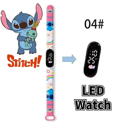 Relógio Digital Infantil Disney com LED Luminoso – Toque, Resistente à Água, Esportivo e Ideal para Presente
