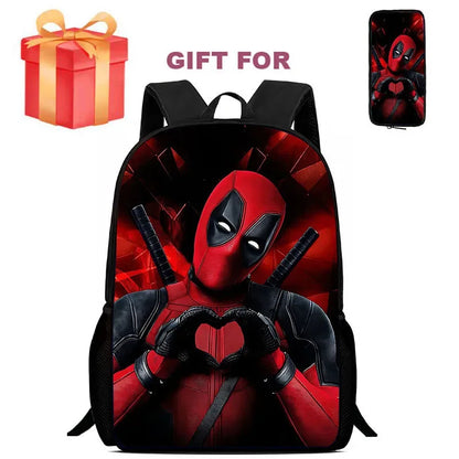 Mochila Infantil Deadpool & Wolverine com Estojo – Conjunto 2 Peças, Durável para Escola e Jardim de Infância