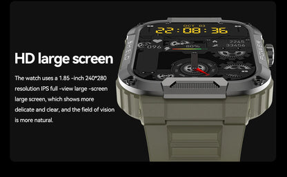Smartwatch Militar 2025 – GPS, Chamadas BT, Fitness, À Prova d’Água, Compatível Android e iOS