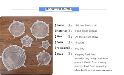 Tampa de Silicone Esticável Reutilizável – Conserva Alimentos, Sela Tigelas e Substitui Plástico Filme