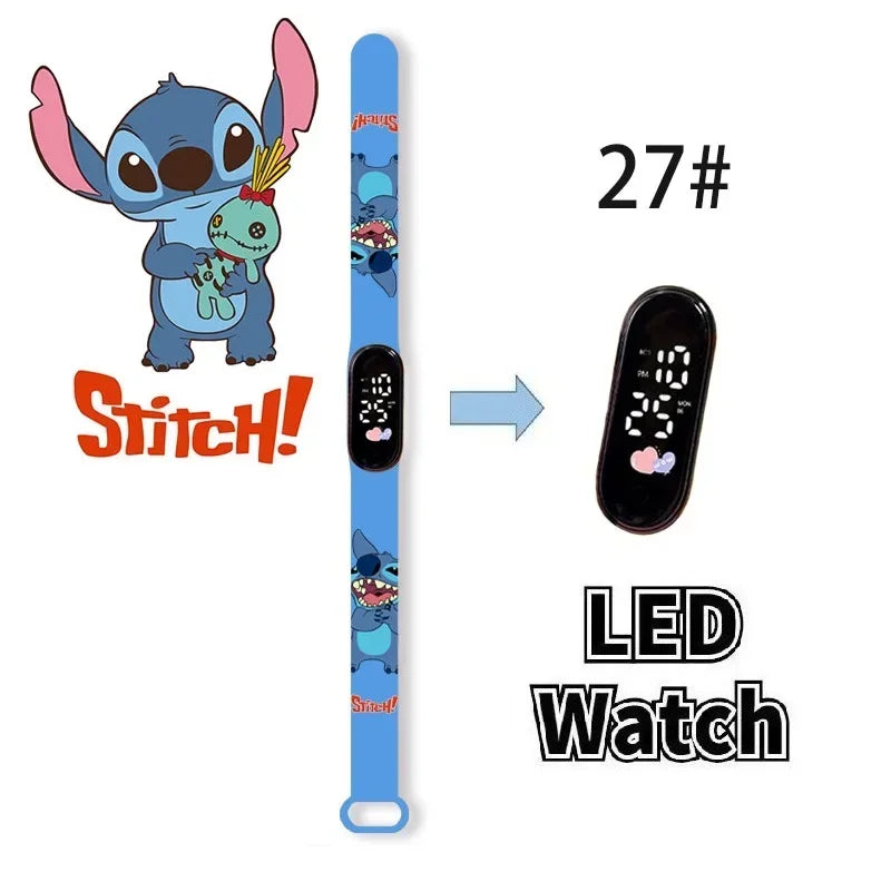 Relógio Digital Infantil Disney com LED Luminoso – Toque, Resistente à Água, Esportivo e Ideal para Presente