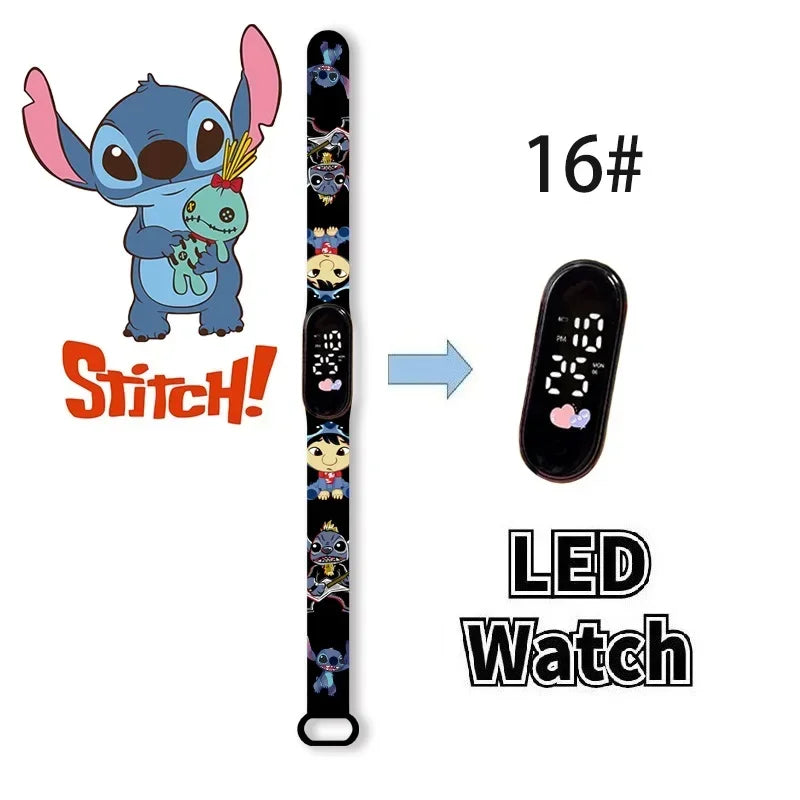 Relógio Digital Infantil Disney com LED Luminoso – Toque, Resistente à Água, Esportivo e Ideal para Presente