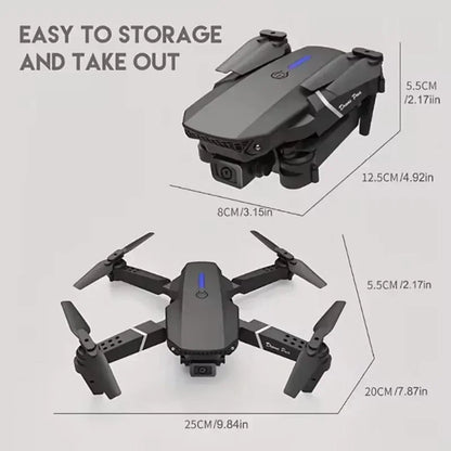 Drone Profissional E88Pro 4K – Câmera Dupla HD, Grande Angular, Dobrável com Wi-Fi FPV