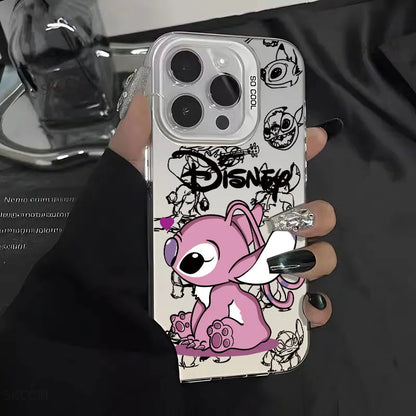 Capa de Celular Disney Stitch – Silicone Flexível e Estilo Fashion p/ iPhone 11 ao 16 Pro Max