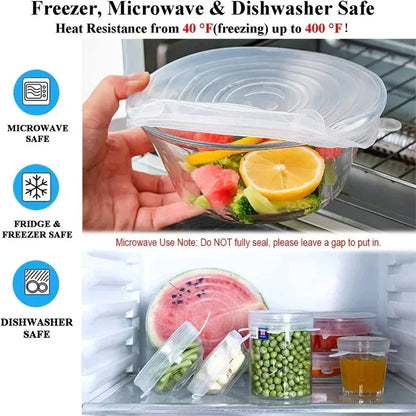 Tampa de Silicone Esticável Reutilizável – Conserva Alimentos, Sela Tigelas e Substitui Plástico Filme