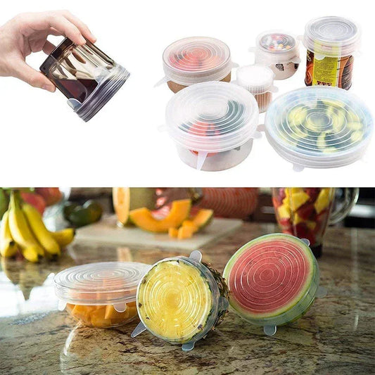 Tampa de Silicone Esticável Reutilizável – Conserva Alimentos, Sela Tigelas e Substitui Plástico Filme