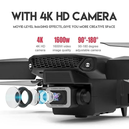 Drone Profissional E88Pro 4K – Câmera Dupla HD, Grande Angular, Dobrável com Wi-Fi FPV