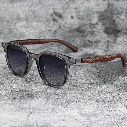 Óculos de Sol Retrô Madeira Estilo Wood Grain – Lentes Polarizadas com Proteção UV, Unissex para Ciclismo, Passeios ao Ar Livre e Urbano