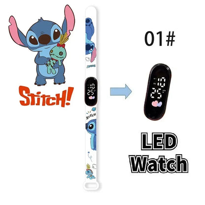Relógio Digital Infantil Disney com LED Luminoso – Toque, Resistente à Água, Esportivo e Ideal para Presente