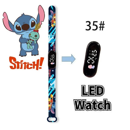 Relógio Digital Infantil Disney com LED Luminoso – Toque, Resistente à Água, Esportivo e Ideal para Presente