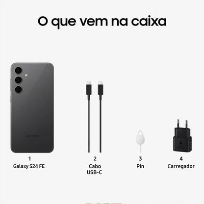 Samsung Galaxy S24 FE 5G Grafite – 256GB, 8GB RAM, Câmera Tripla 50MP + Selfie 10MP