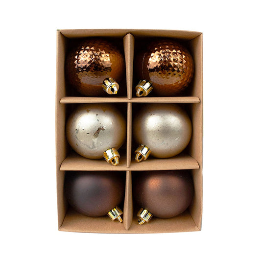 Bolas de Natal Merita 6cm Marrom e Dourado 6 Unidades – Sofisticação e Estilo para Sua Decoração