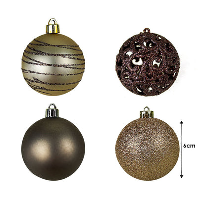 Bolas de Natal Merita 6cm Marrom e Ouro 25 Unidades – Elegância e Sofisticação para Sua Decoração