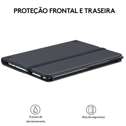 Capa com Teclado Bluetooth Logitech Universal Folio para Tablets 9-10” Android, Apple e Windows – Preto