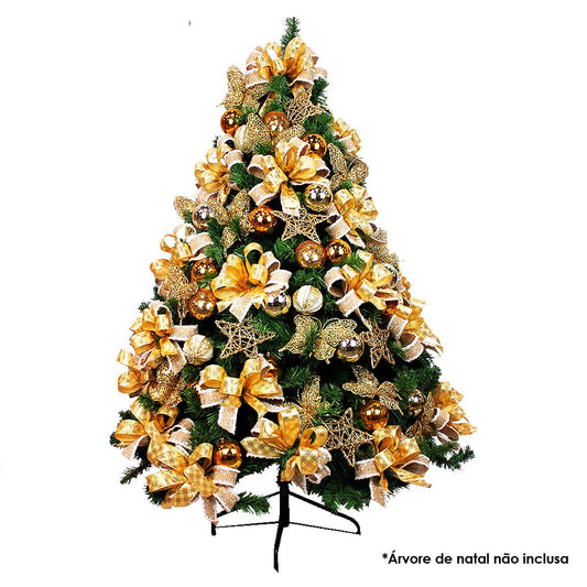 Kit Decoração Árvore de Natal Dourada 150cm Merita – Elegância e Sofisticação em Cada Detalhe