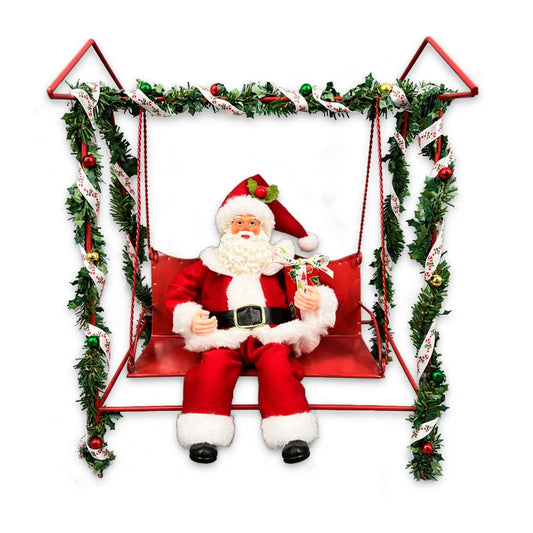 Enfeite Papai Noel no Balanço 28cm – Merita FST-2086 | Charme e Alegria para sua Decoração de Natal