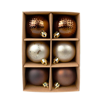 Bolas de Natal Merita 6cm Marrom e Dourado 6 Unidades – Sofisticação e Estilo para Sua Decoração