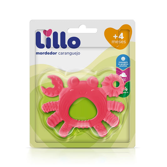 Mordedor Massageador de Gengivas Infantil Lillo Caranguejo Rosa ou Azul +4 Meses
