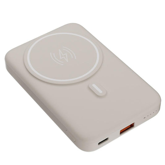 Carregador Portátil Geonav 10.000mAh com Suporte Dobrável, Indução MagSafe, USB-C/USB-A – Off White
