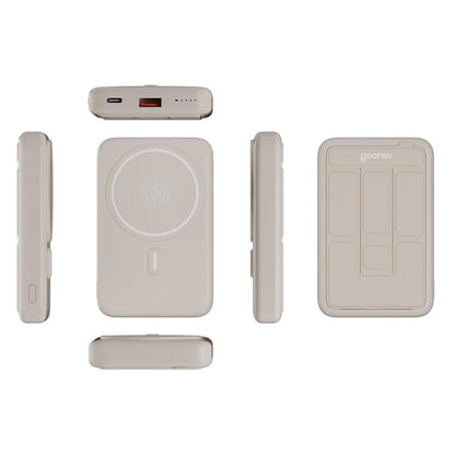 Carregador Portátil Geonav 10.000mAh com Suporte Dobrável, Indução MagSafe, USB-C/USB-A – Off White