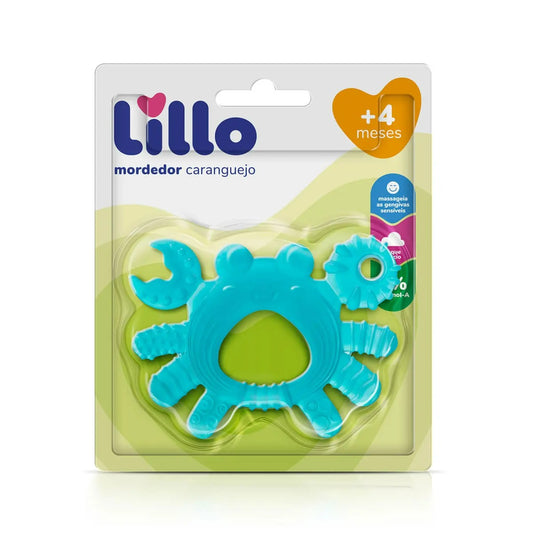 Mordedor Massageador de Gengivas Infantil Lillo Caranguejo Rosa ou Azul +4 Meses