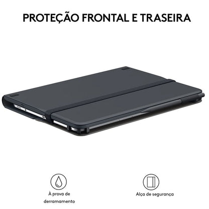 Capa com Teclado Bluetooth Logitech Universal Folio para Tablets 9-10” Android, Apple e Windows – Preto