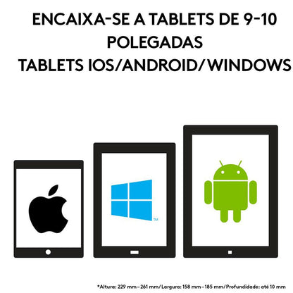 Capa com Teclado Bluetooth Logitech Universal Folio para Tablets 9-10” Android, Apple e Windows – Preto