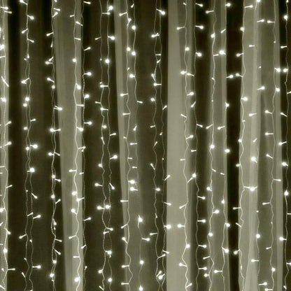 Cortina Pisca Pisca de Natal 500 LEDs Warm 2,8x2,5m Fixa 220V Branco – SEG Imports