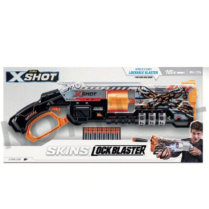Lançador de Dardos X-Shot Skins Lockable Blaster 16x – Seg Imports – Brinquedo Original, Colorido e Resistente para Meninos que Amam Ação e Diversão