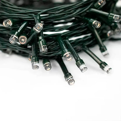 Cordão de Luz Natalino Pisca Pisca 100 LEDs Branco 127V 9,7m Fio Verde V8 Iluminatal